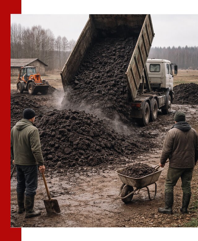 Доставка низинного торфа с разгрузкой и доставкой в Азнакаеве