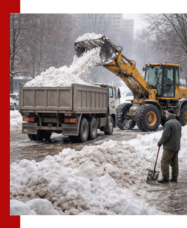 Вывоз снега грузовой техникой в Азнакаеве оперативно и чисто